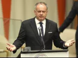 Na snímke slovenský prezident Andrej Kiska  reční na Valnom zhromaždení Organizácie Spojených národov (VZ OSN), ktoré je zamerané na problematiku utečeneckej krízy v New Yorku 19. septembra 2016.