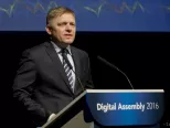 Na snímke predseda vlády SR Robert Fico hovorí počas druhého dňa konferencie Digital Assembly 2016 Bratislava. Bratislava, 29. septembra 2016.  FOTO TASR - Michal Svítok