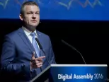 Na snímke podpredseda vlády SR pre investície a informatizáciu Peter Pellegrini hovorí počas druhého dňa konferencie Digital Assembly 2016 Bratislava. Bratislava, 29. septembra 2016.