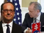 Na kombosnímke zľava: Francúzsky prezident Francois Hollande a prezident SR Andrej Kiska.