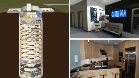 Komplex Survival Condo je postavený pod zemou a ide o prebudovaný a rozšírený bývalý atómový kryt. K dispozícii je okrem dvadsiatky luxusných apartmánov aj kino, posilňovňa či klinika.